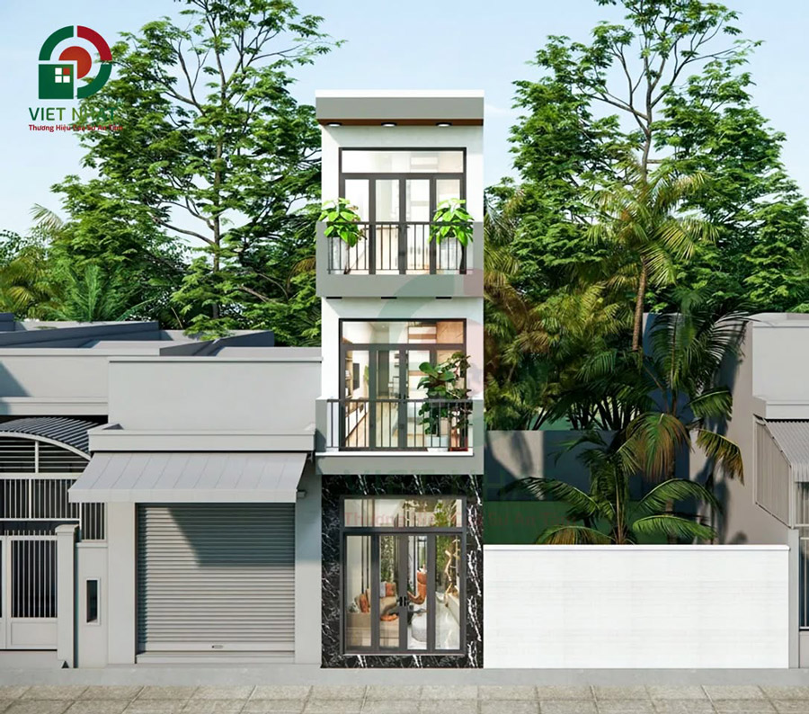 Phong cách xây nhà 3 tầng mái bằng