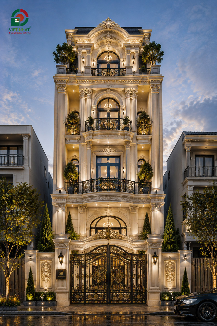 Nhà 4 tầng cổ điển