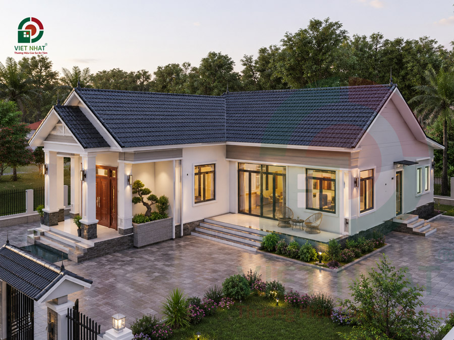 Nhà cấp 4 4 phòng ngủ nhà chữ L