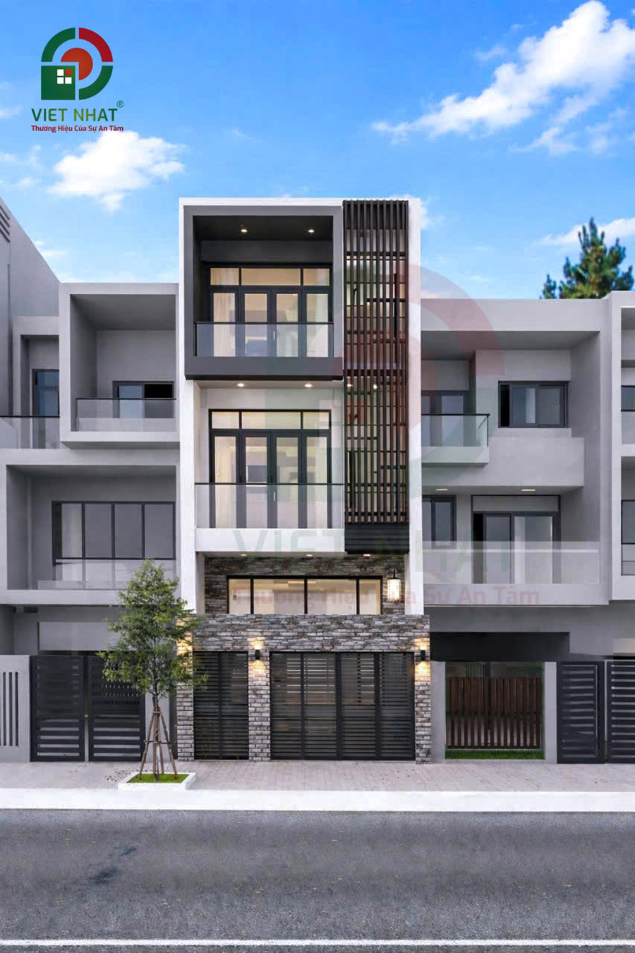Phong cách xây nhà 3 tầng hiện đại, tối giản