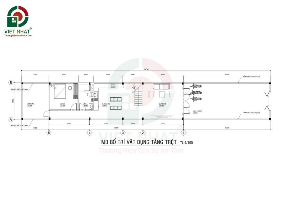 Bố trí công năng mặt bằng tầng 1