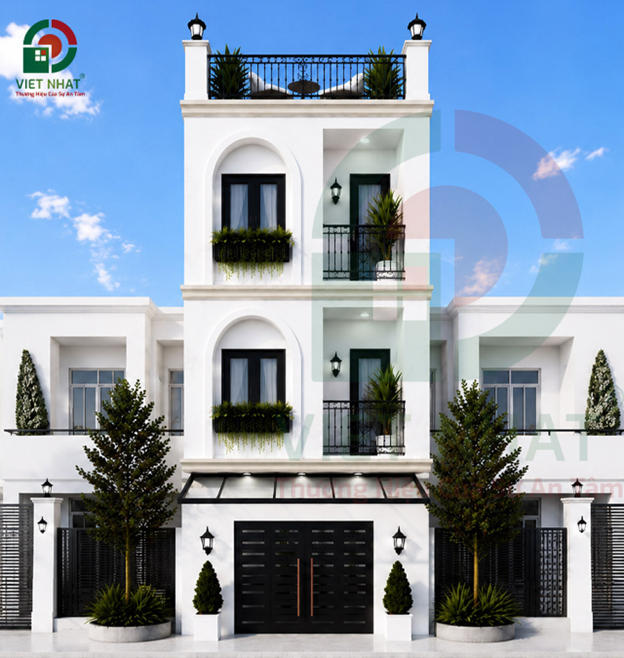 Mẫu Nhà 3 Tầng 1 Sân Thượng Phong Cách Tân Cổ Điển Hiện Đại 