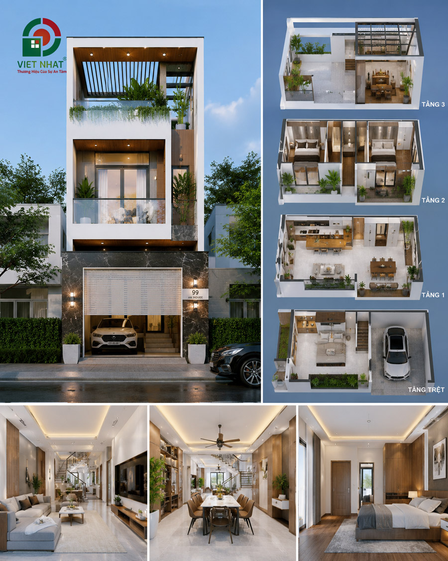 Nhà phố hiện đại, tiện nghi, tối ưu không gian sống