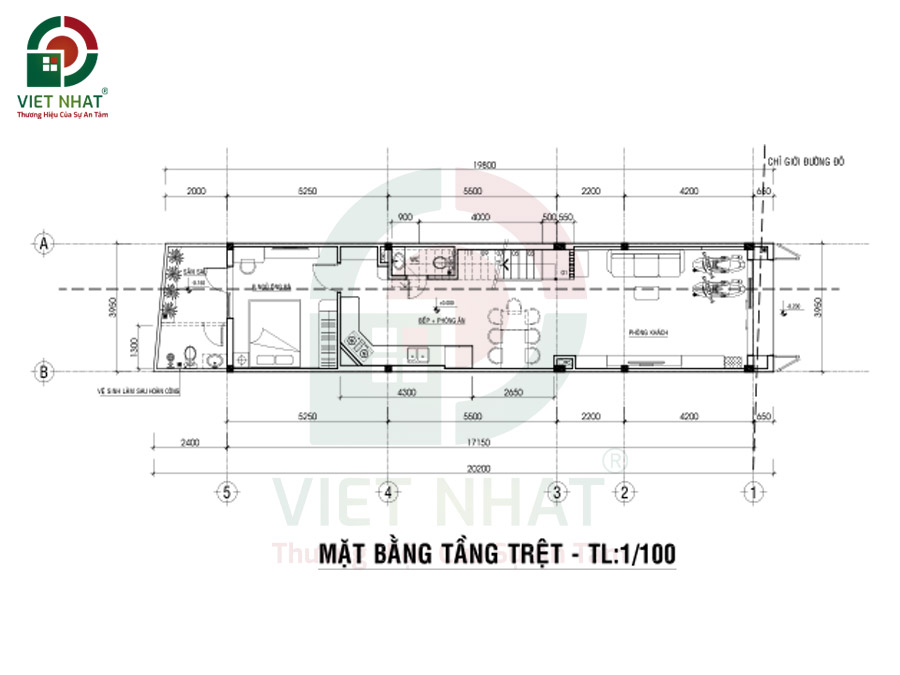 Bố trí công năng tầng trệt