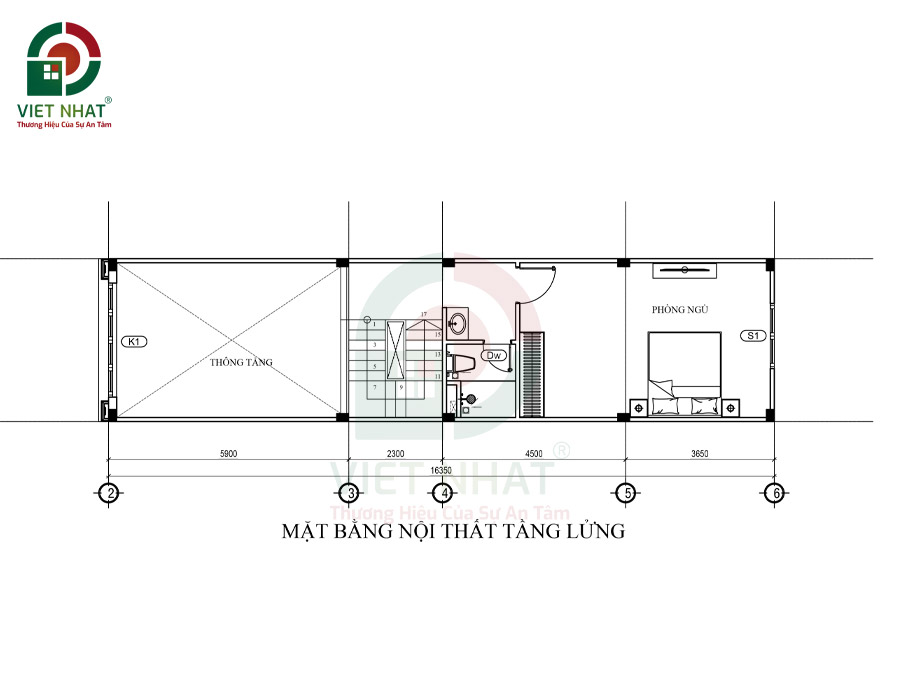 Hình ảnh bố trí công năng tầng lửng