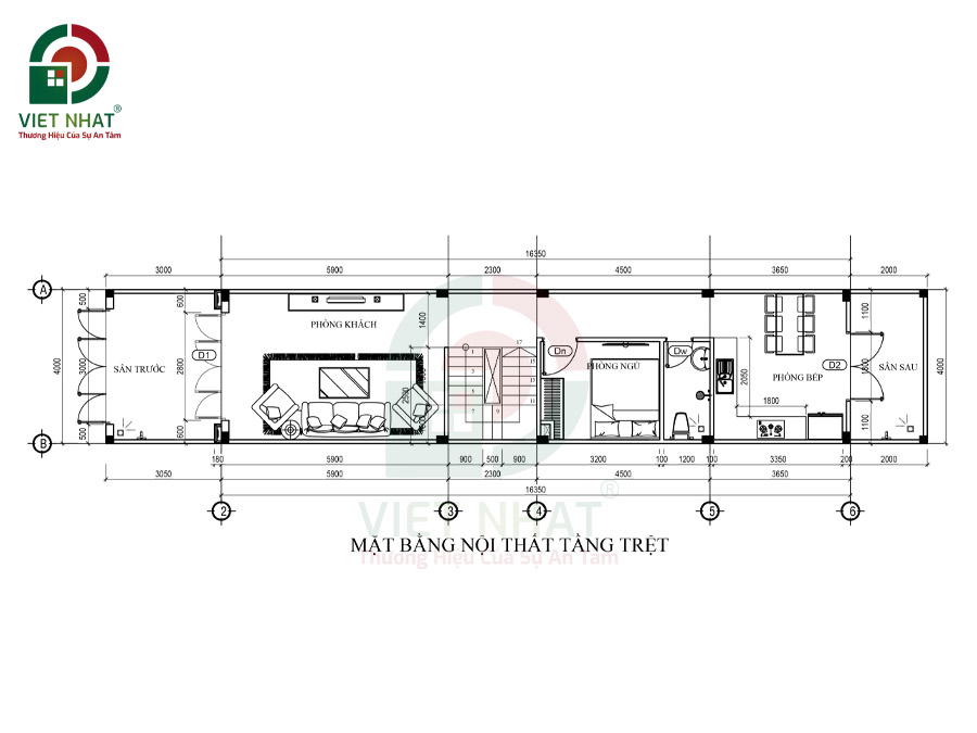 Hình ảnh bố trí công năng tầng trệt