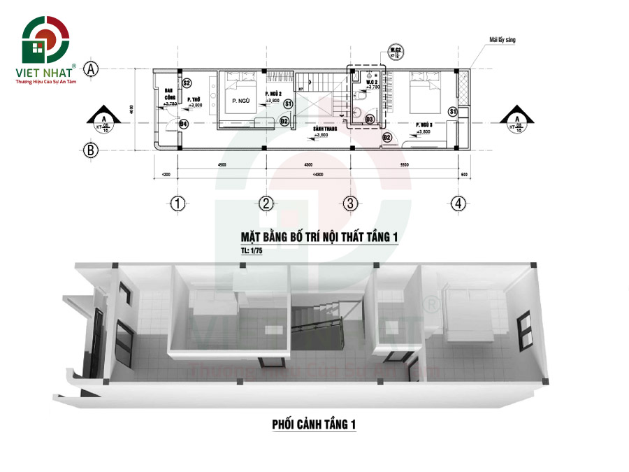 Hình ảnh công năng & phối cảnh lầu 1