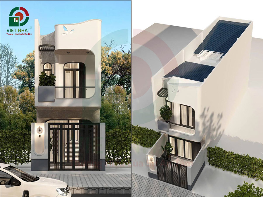 Hình ảnh mẫu xây dựng nhà 2 tầng 4x19m