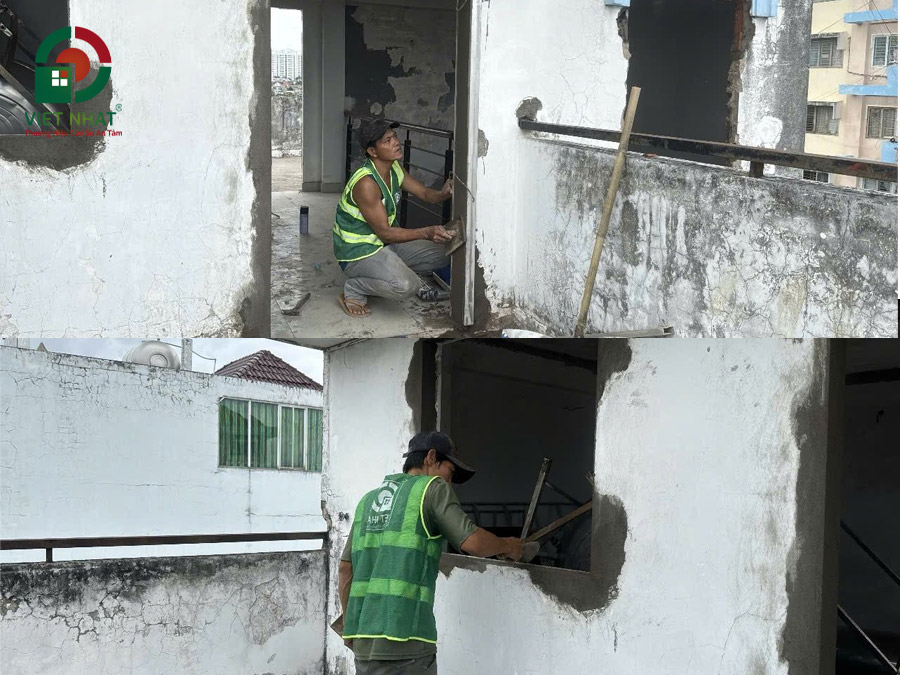 Hình ảnh sửa chữa các hạng mục vừa tháo dỡ