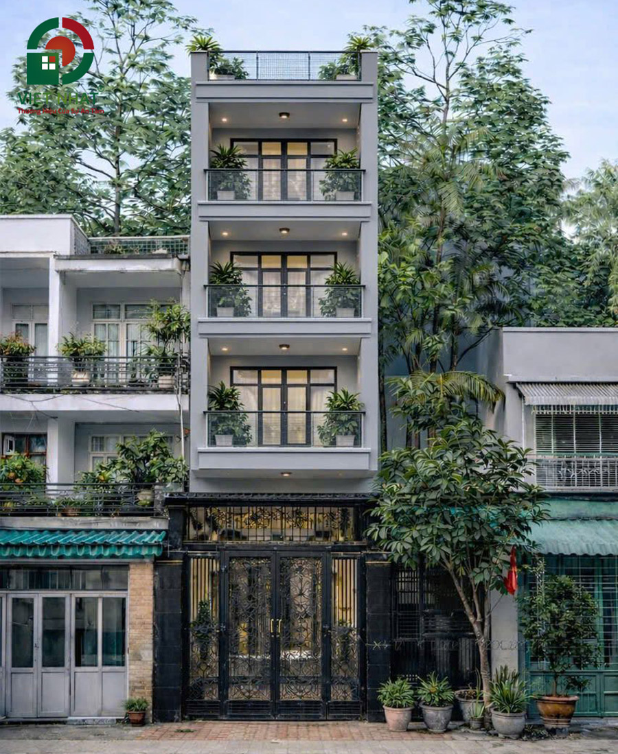 Mẫu Nhà 4 Tầng Sân Thượng – Giải Pháp Tối Ưu Diện Tích 4x17m 