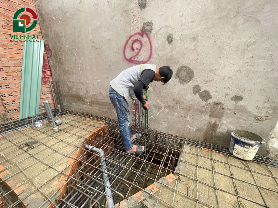 Hình ảnh kiểm tra và nghiệm thu móng nhà 4 tầng