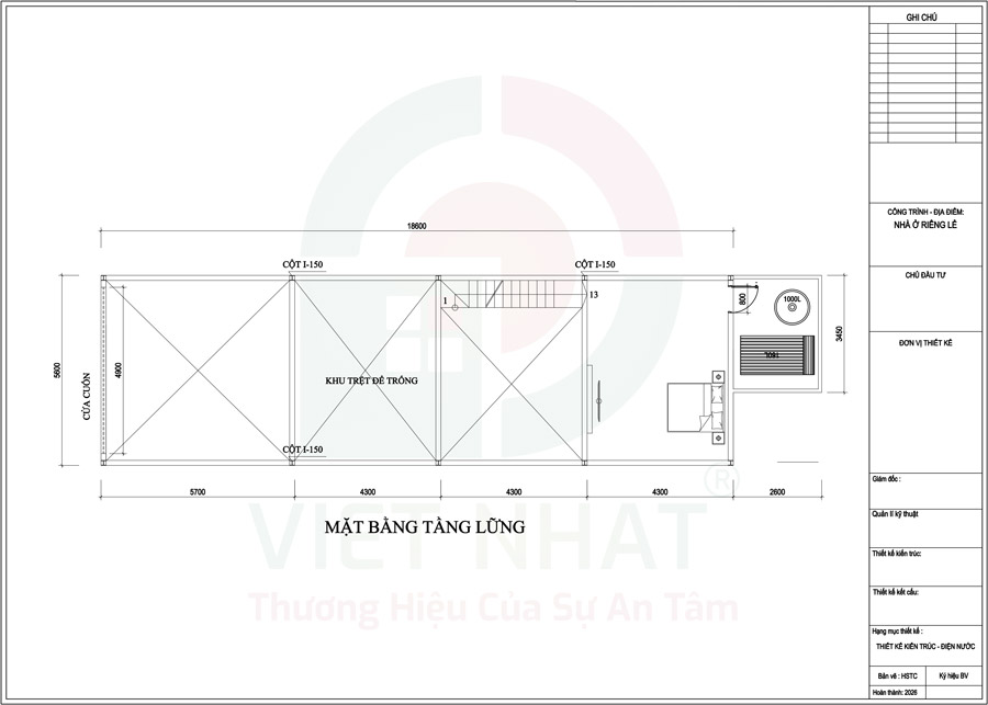 Phương án bố trí công năng tầng lửng nhà tiền chế