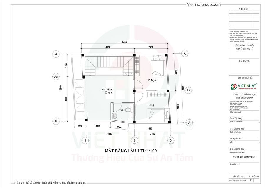 Phương án tổ chức mặt bằng lầu 1 6x8m