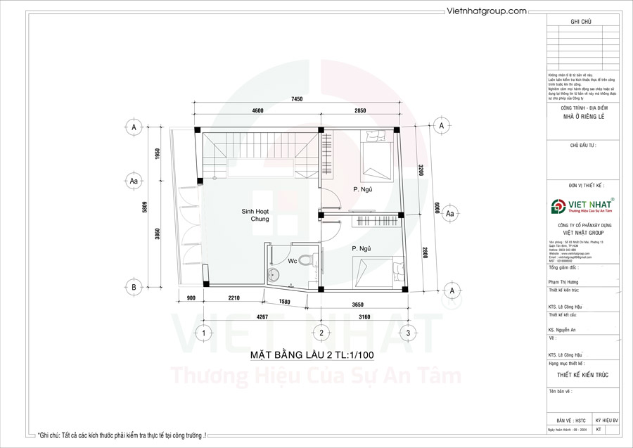 Phương án tổ chức mặt bằng lầu 2 6x8m