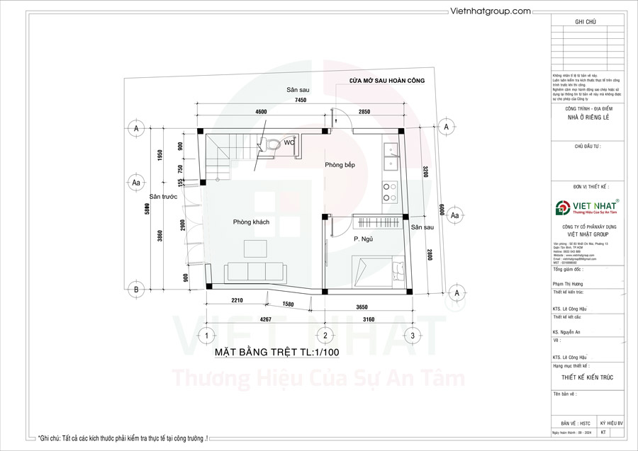 Phương án tổ chức mặt bằng tầng trệt 6x8m
