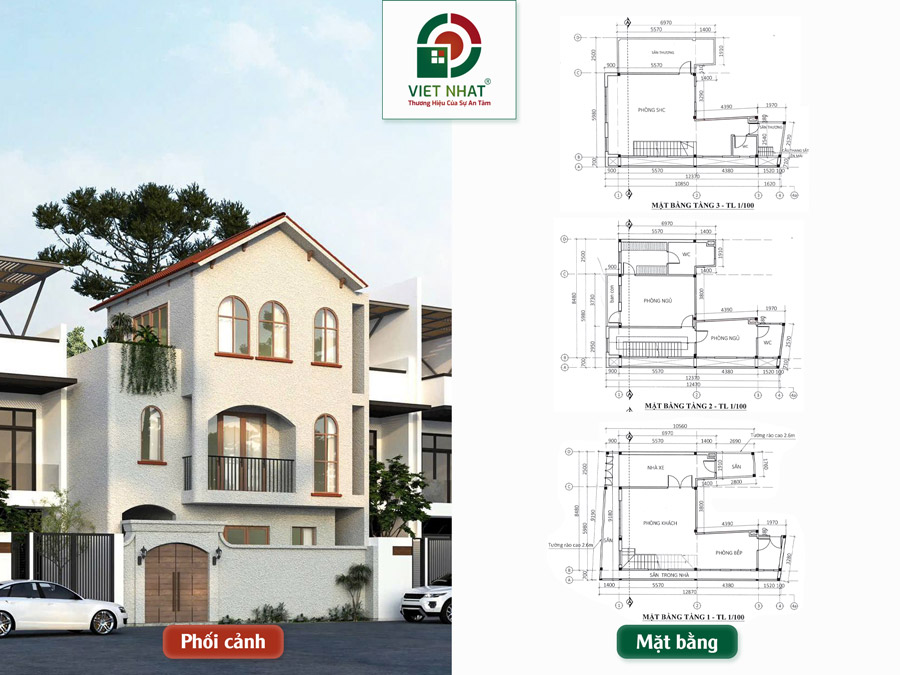 Xây Nhà Chị Oanh – Nhà Phố 3 Tầng 8x10m 